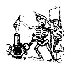 Quarle's Quaint Woodcut of Death trying to quench the light of life.